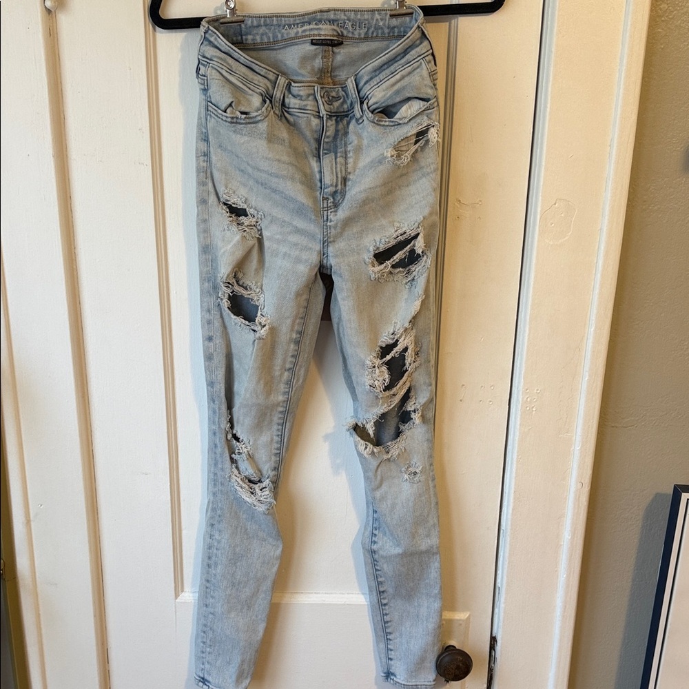 American Eagle Outfitters Ripped Light Blue Skinny Jeans